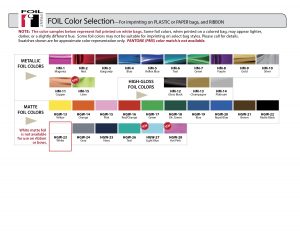 Foil Stamp Color Chart