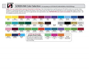 Screen Printing Ink Color Chart