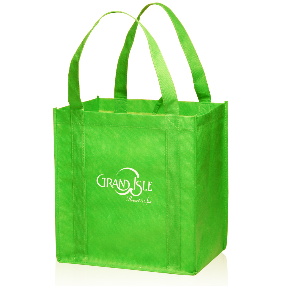 Small Non Woven Grocery Tote Bags Custom Green Promos Eco Atot33 Small Non Woven Grocery Tote Bags